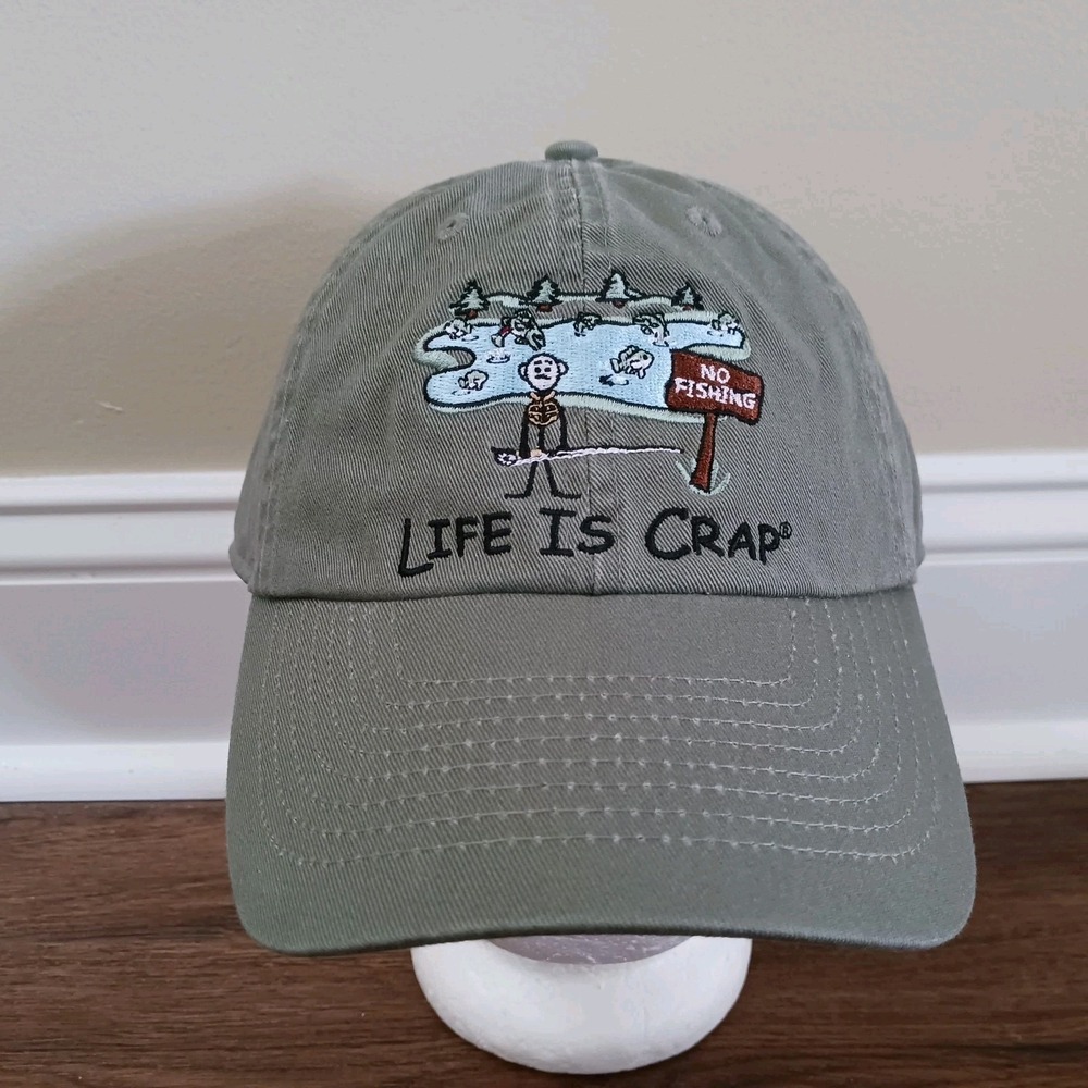 LIFE IS CRAP No Fishing Humor Unisex Hat Cap Embroidered Never Worn
